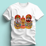 White Poly Polyester Tshirt With Jagannath Face Design | Jagannath Rath Yatra Tshirt